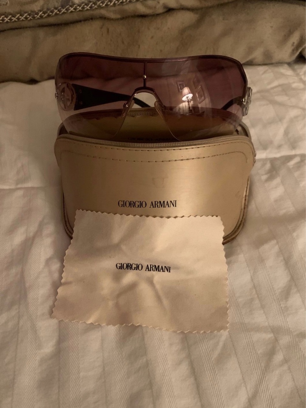 Giorgio Armani Gold~Brown Gradient Shield Sunglasses
